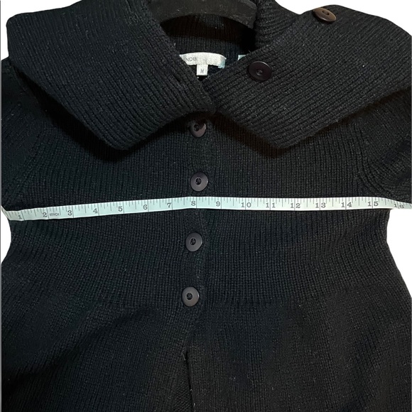 Vince Wool Blend Peplum Button Down Sweater Cowl Neck Black Size Medium - Picture 9 of 14